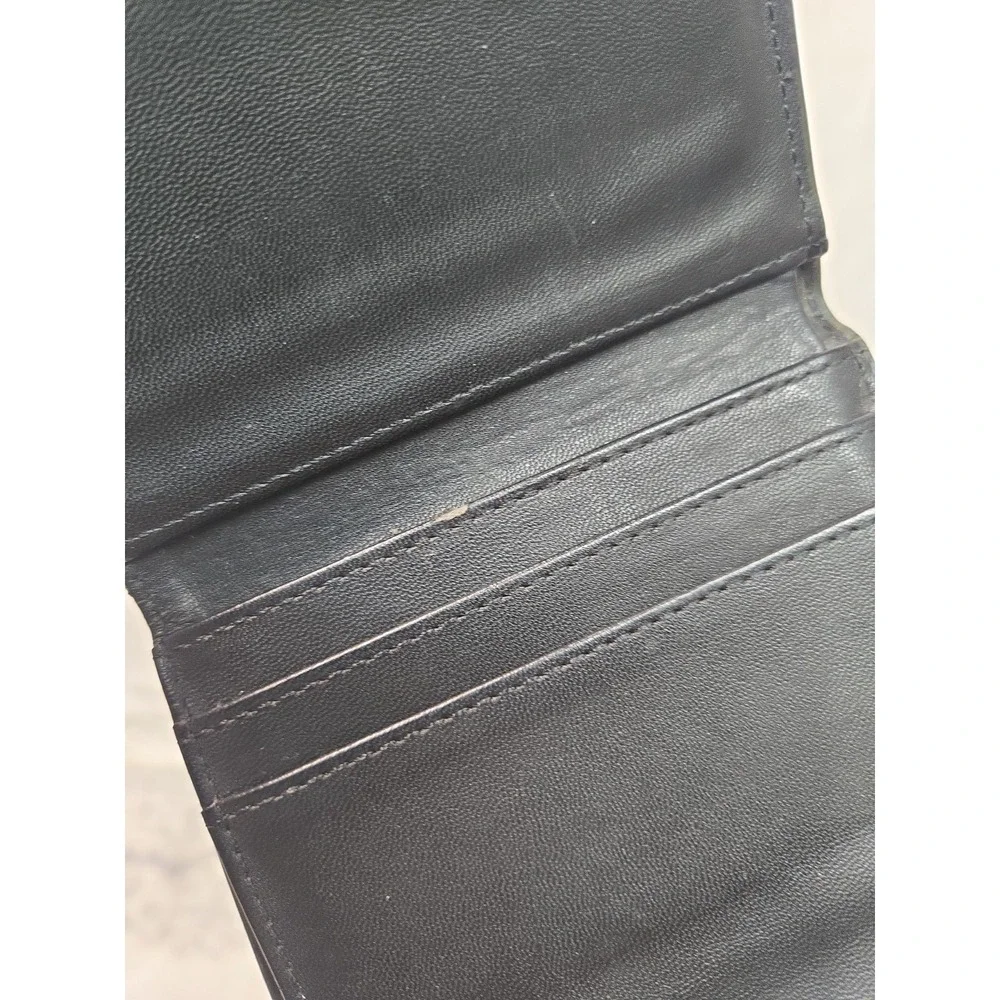 Vintage Fossil Genuine Pebbled Leather Black Bifold Wallet Zippered Coin Pouch